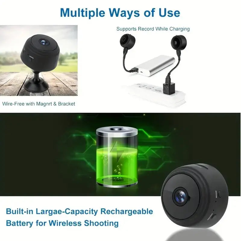 Mini Wireless WiFi Camera | Indoor Video Recorder, Night Vision, Motion Detection