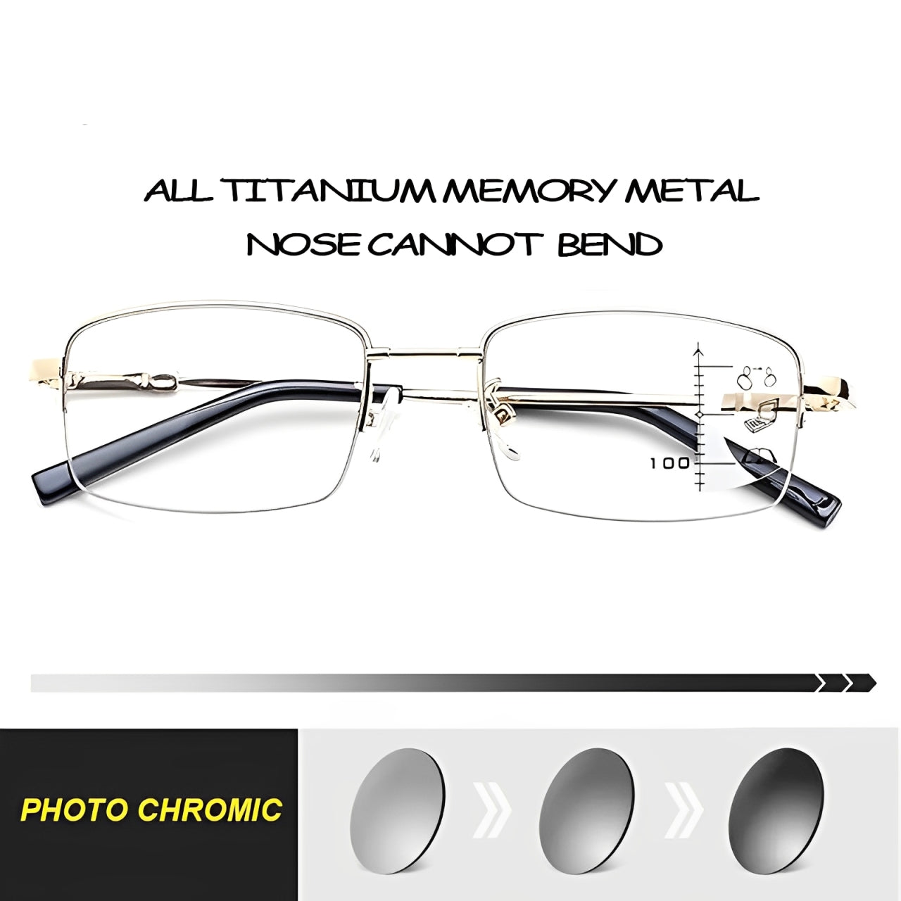 OptiLux™ 4-in-1 Photochromic Progressive Reading Glasses | Buy 1 Get 1 Free