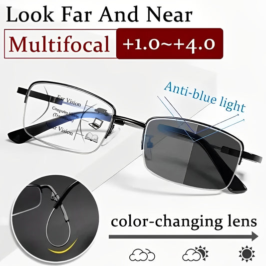 OptiLux™ 4-in-1 Photochromic Progressive Reading Glasses | Buy 1 Get 1 Free