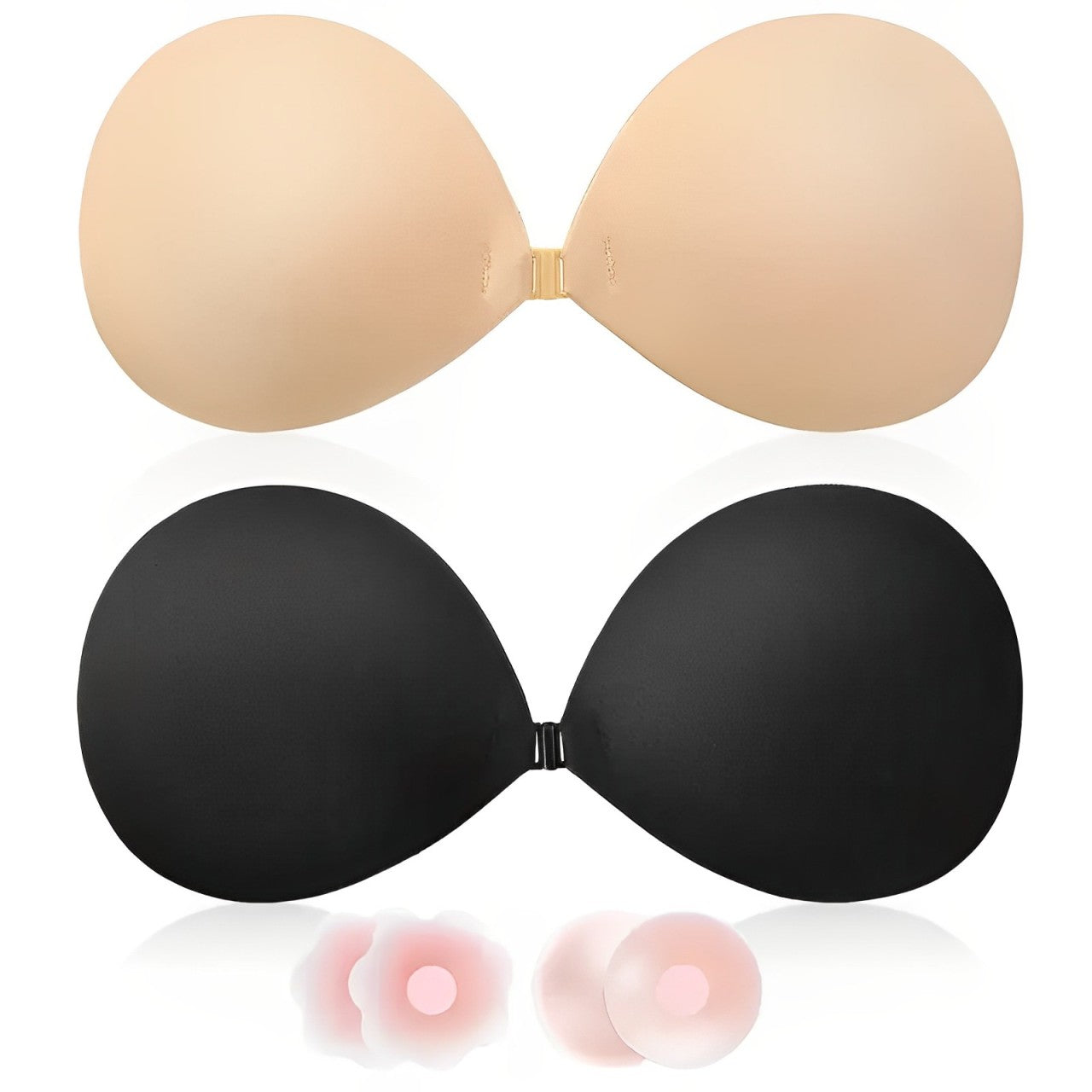 Invisible Lift Reusable Bra Seamless Push-Up Nipple Covers with Buckle Front