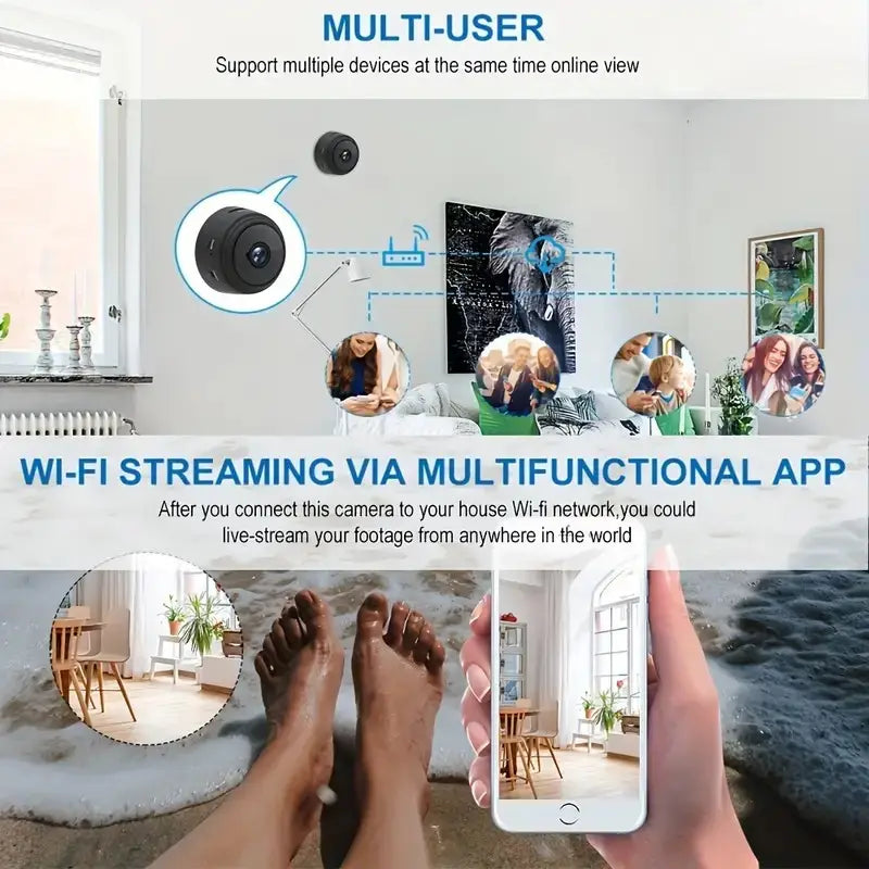 Mini Wireless WiFi Camera | Indoor Video Recorder, Night Vision, Motion Detection