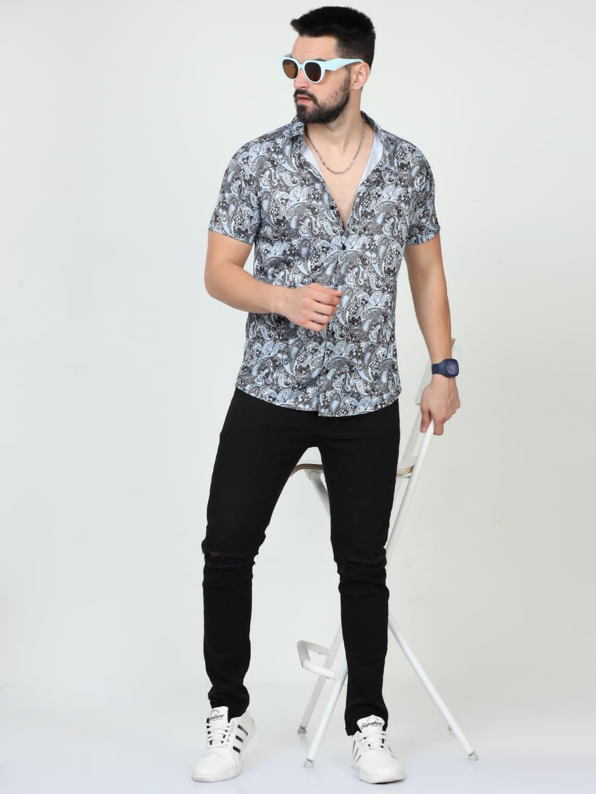 Men's Printed Rayon Half Sleeves Shirt