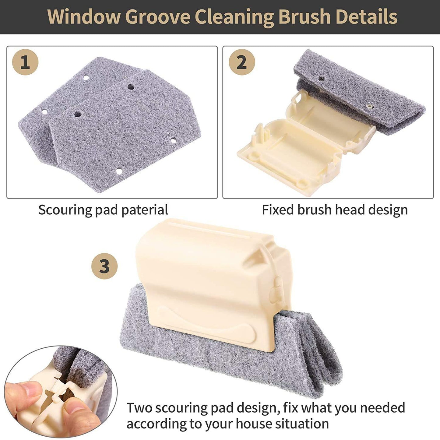 Brush-Multipurpose Hand-Held Window Groove Cleaning Brush(Pack of 1)