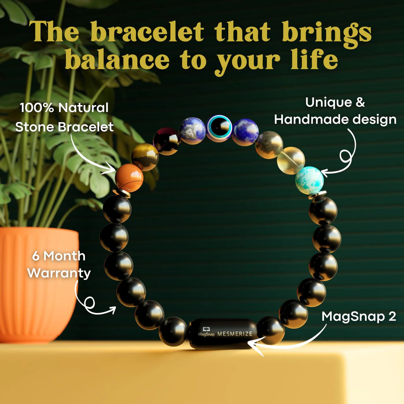 SHOP AT MARS™ | Luxury 9 Chakra Healing Bracelet | MagSnap Closure |