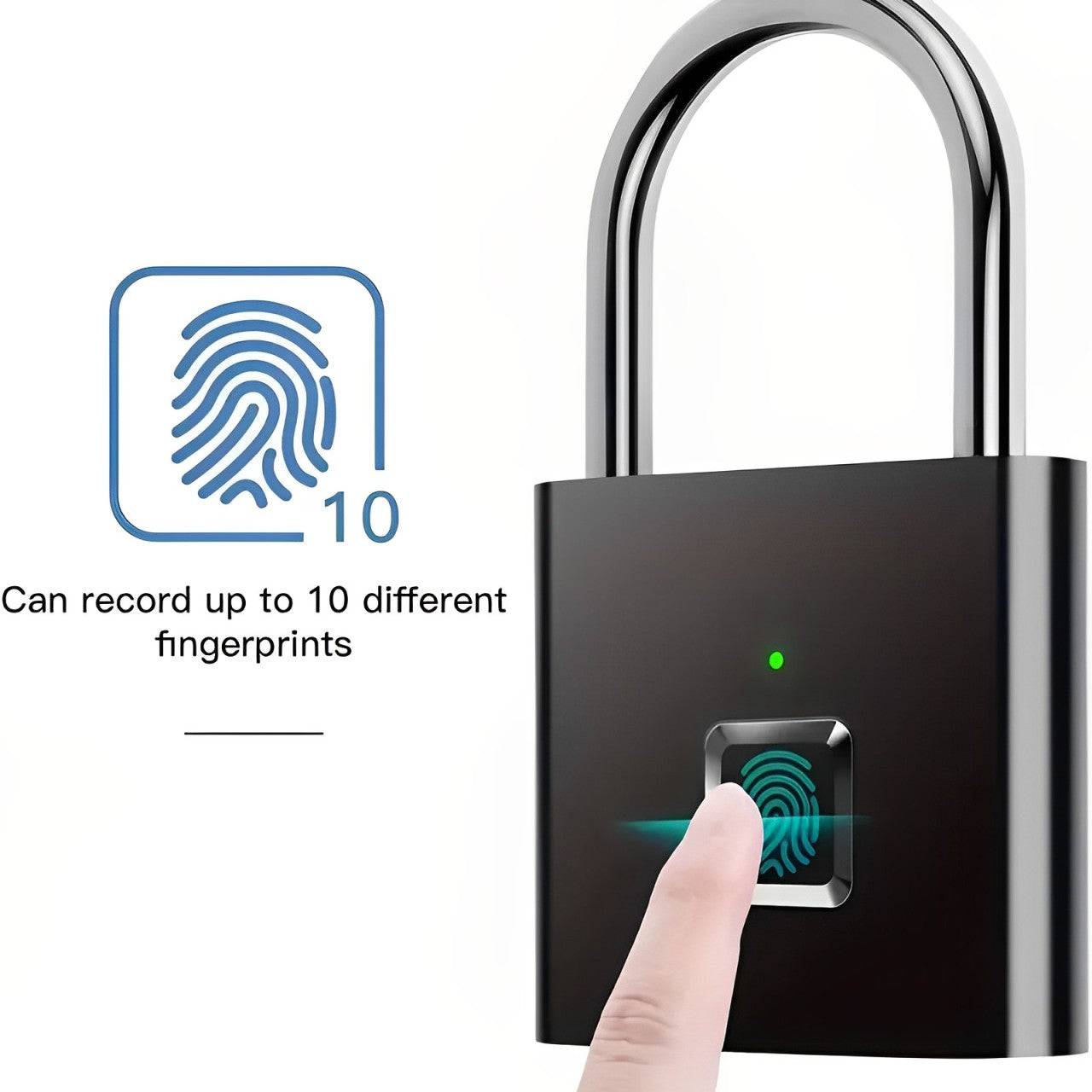 Digital Fingerprint Padlock - Black | Keyless & Waterproof Luggage Lock